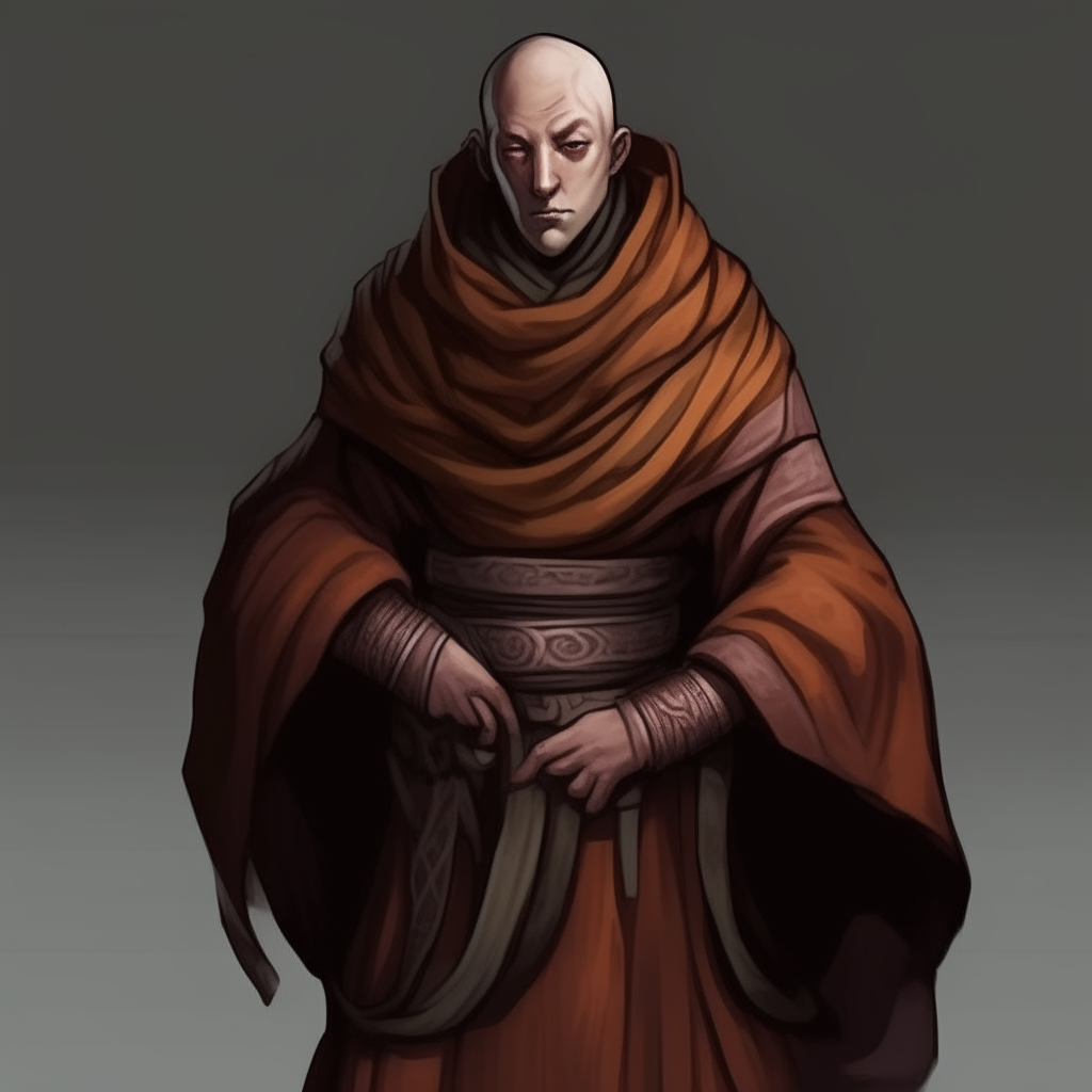 make a D&D style monk with brown robe