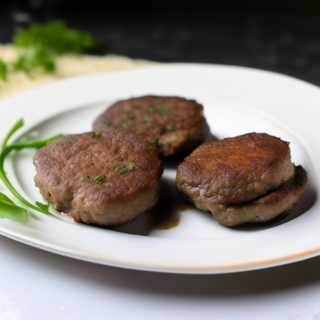 Cumin-spiced beef patties on a white plate, softbox lighting from the left, razor sharp focus