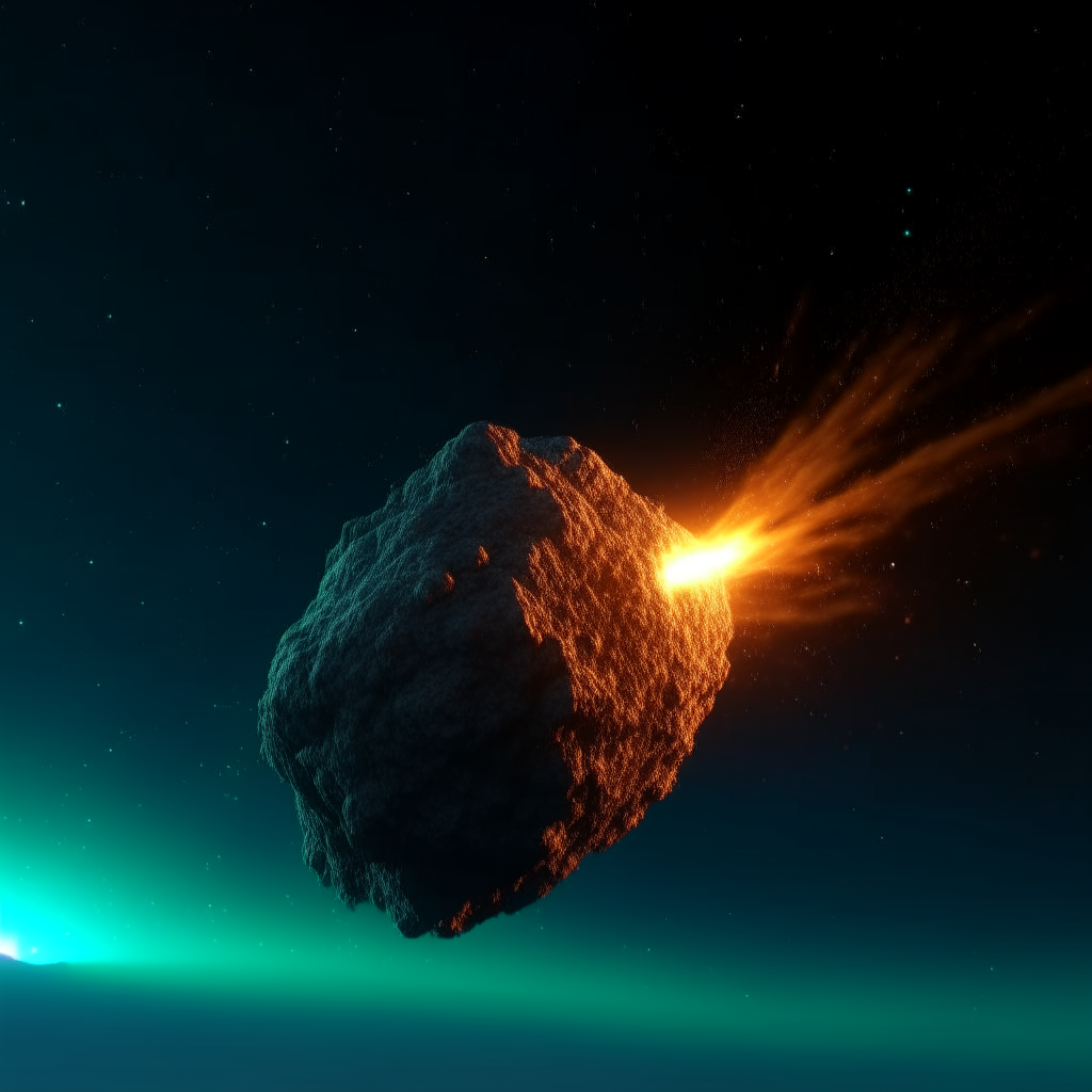 a meteor falling through space