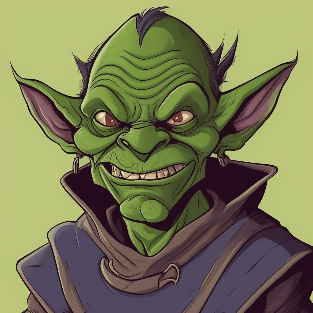 a green goblin from Dungeons & Dragons, cartoon style