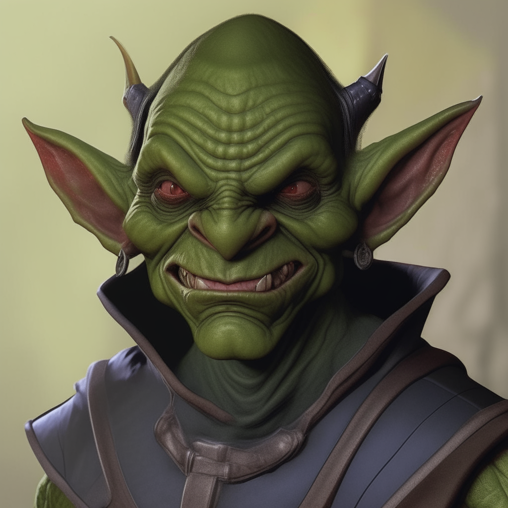 a realistic green goblin from Dungeons & Dragons