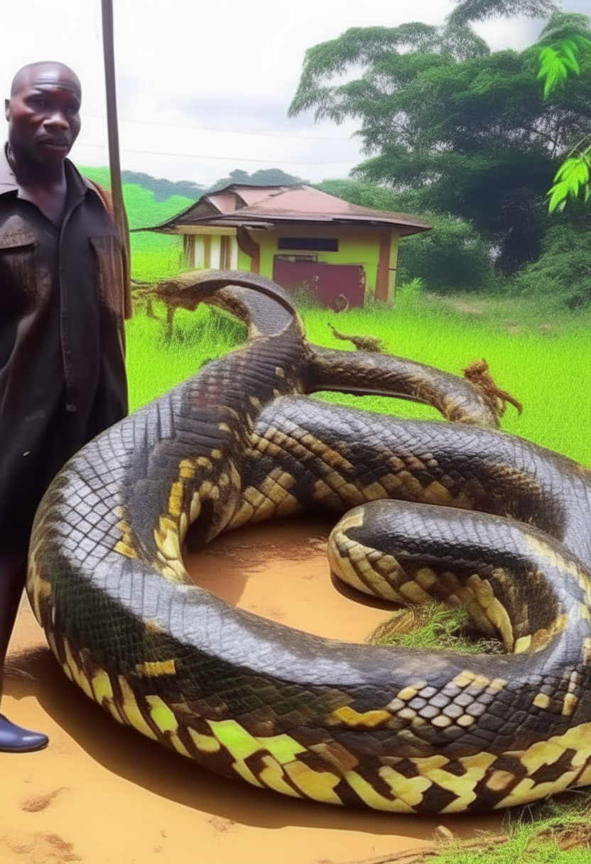 Giant fierce monstrous snake sent by Nzame attacking Cameroonians