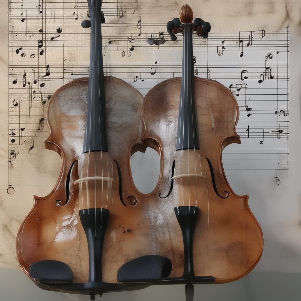 The violin transformed into melting clocks