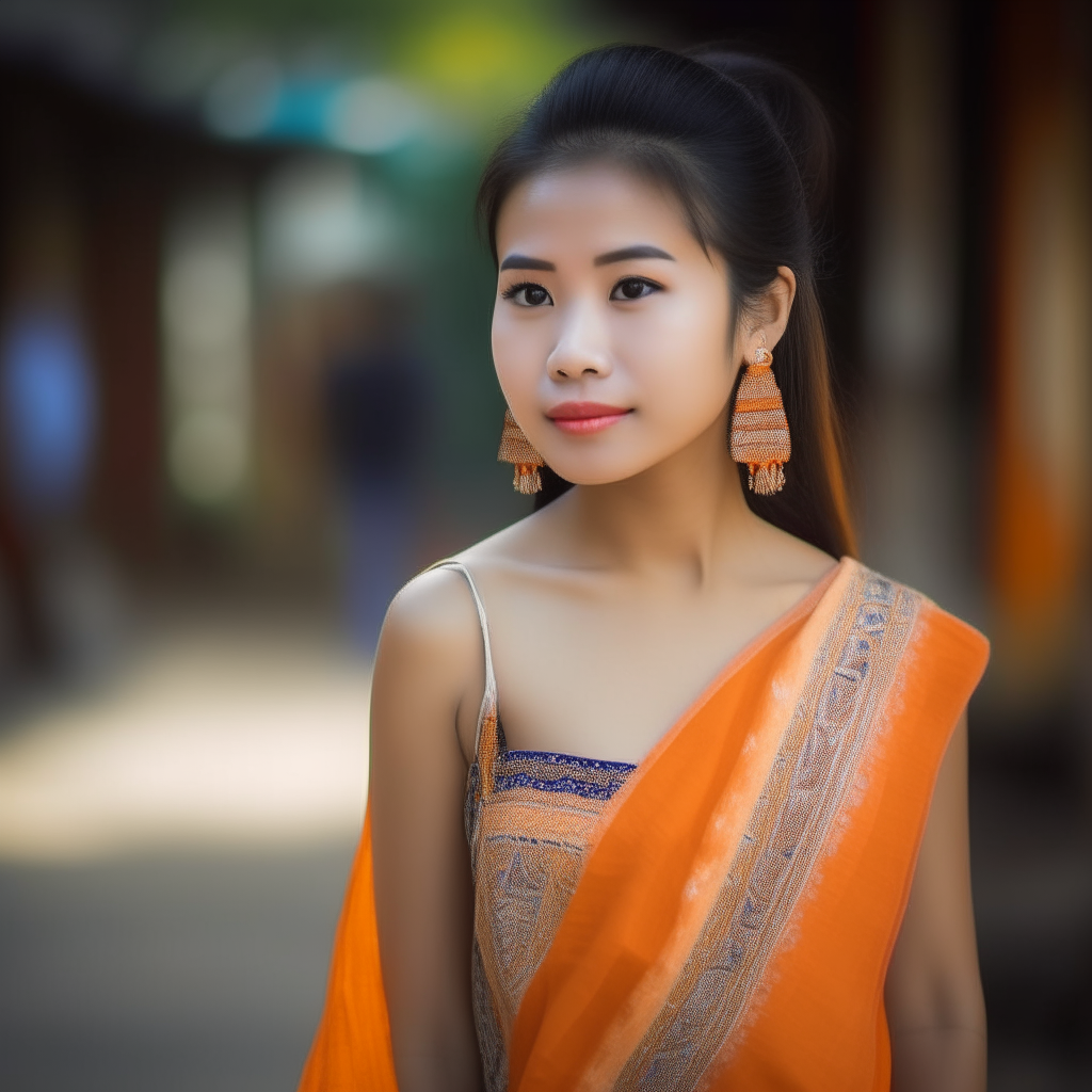 Beautiful Thai woman walking