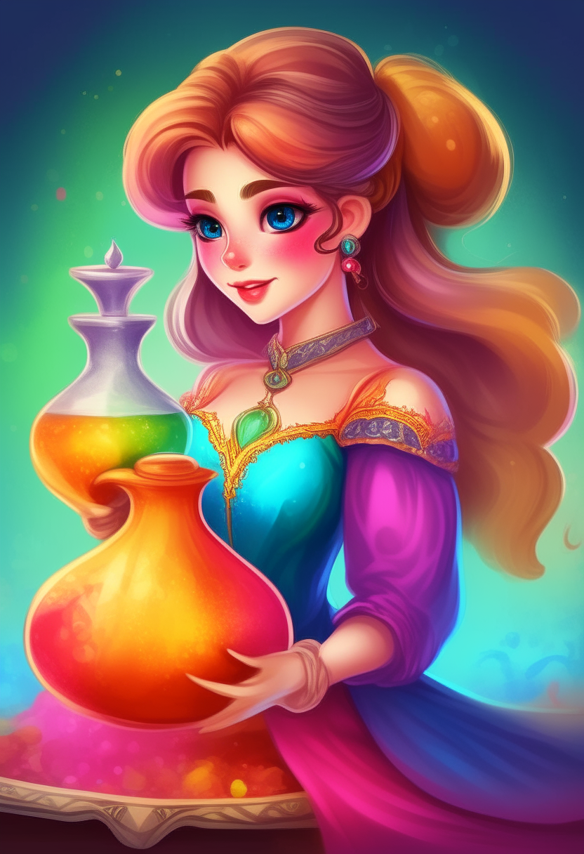 A beautiful princess with a colourful potion