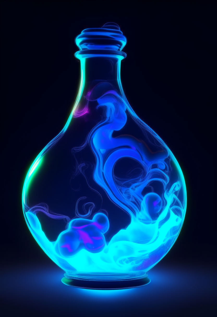 Swirling moving neon electric blue potion
