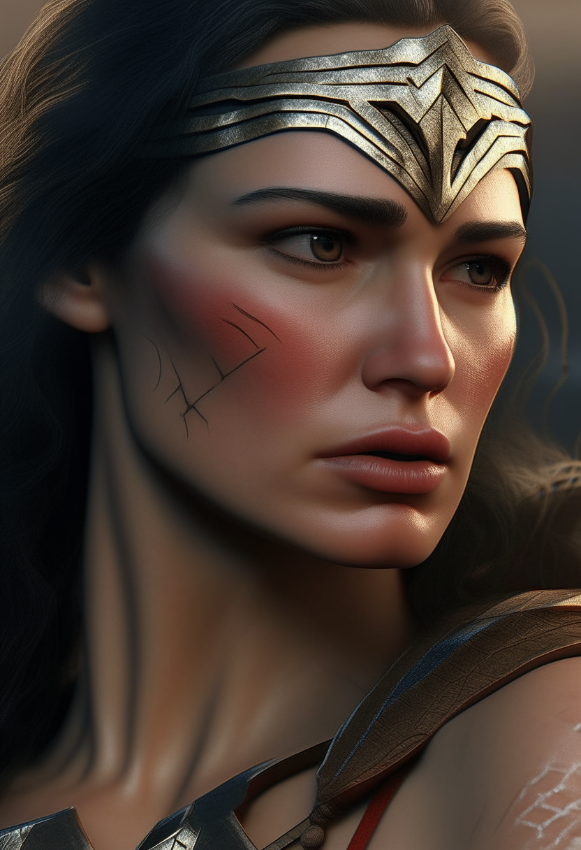 Wonder Woman hero close up portrait, extremely detailed, intricate, 4k resolution, photorealistic