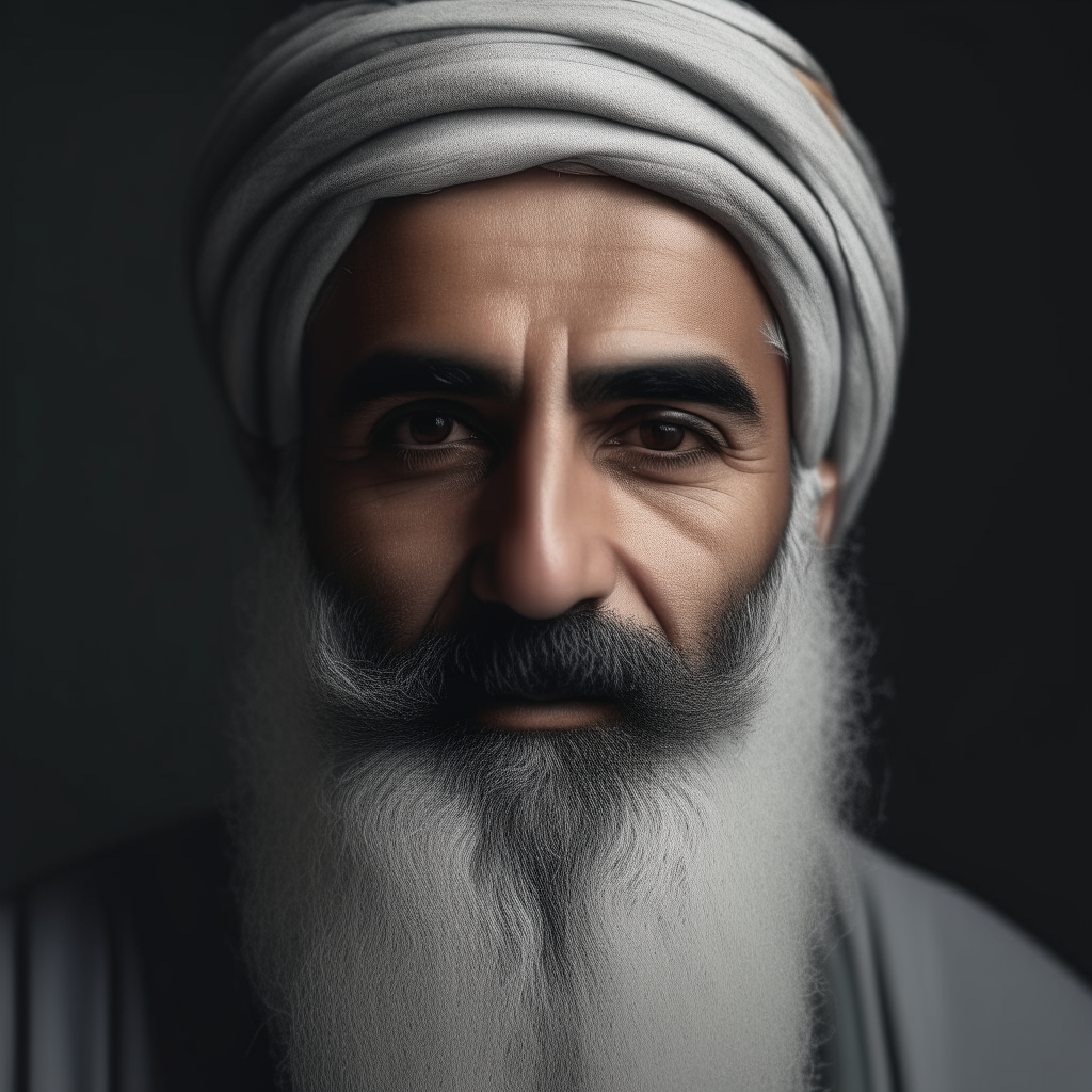 arab man facing camera grey beard