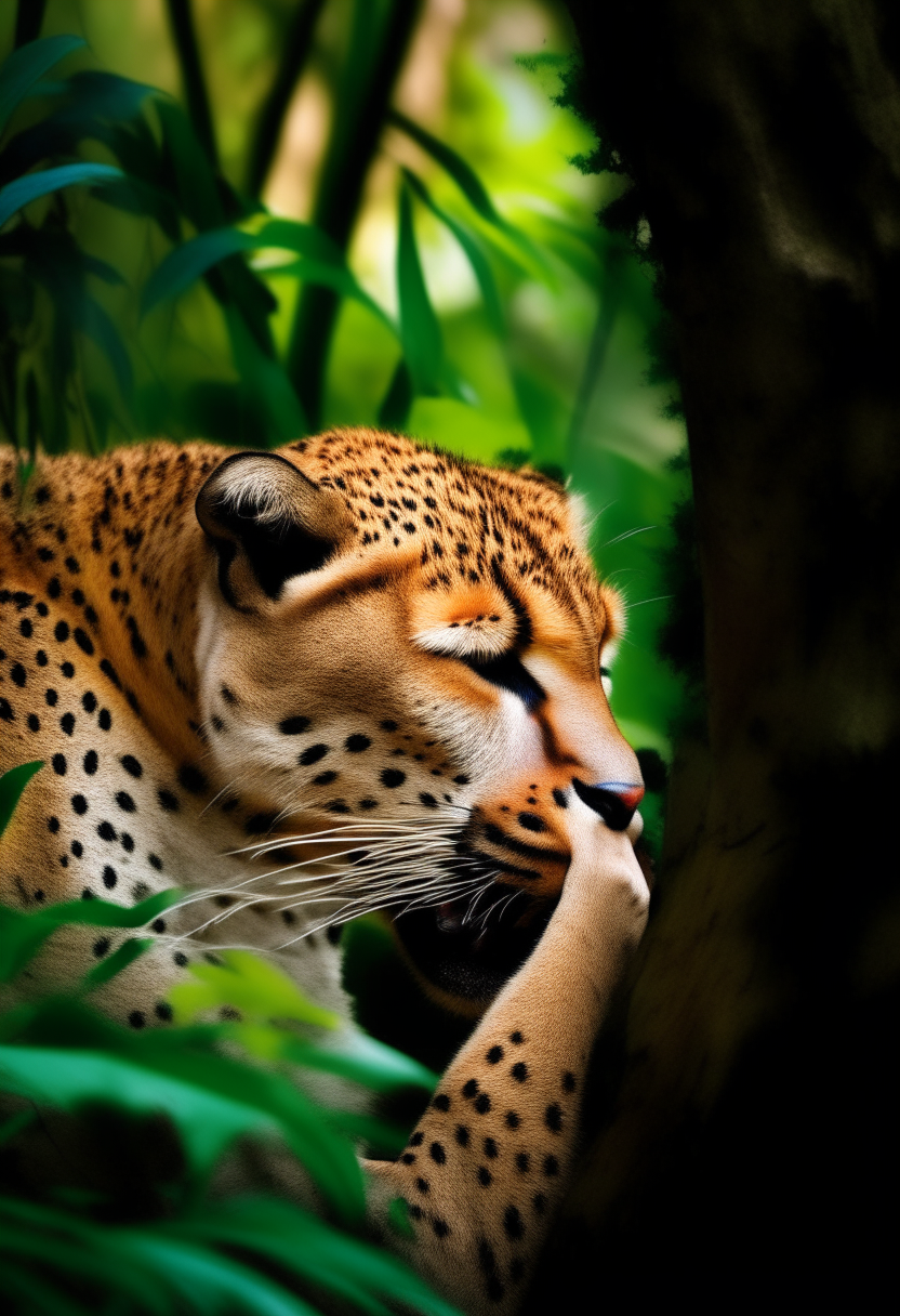 Cheetah crying in the jungle