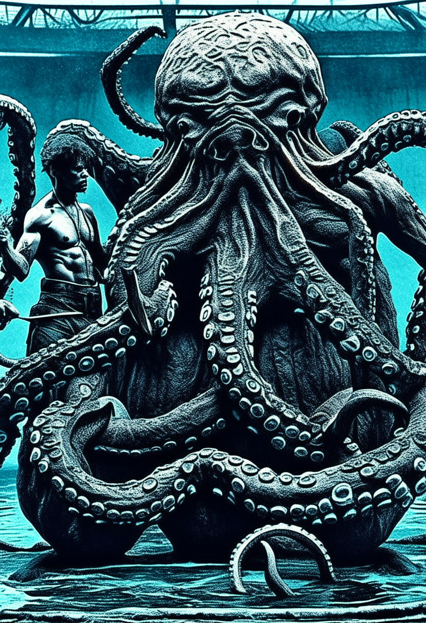 Hero Twins , Dogon myth , half human, half serpent twins fighting giant  octopus 