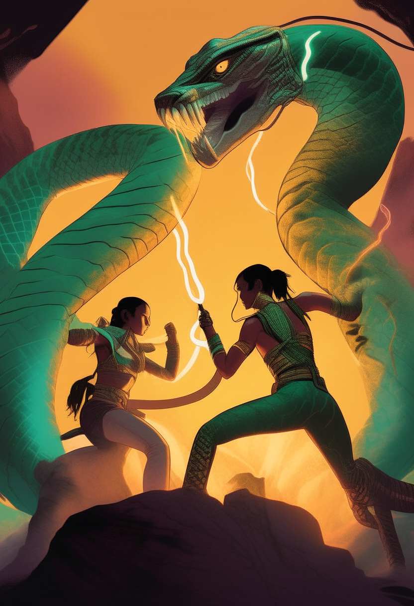 Hero Twins , Dogon myth , half human, half serpent twins fighting giant  snake