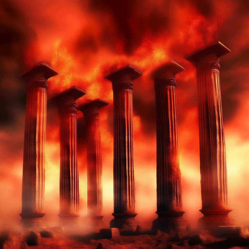 Towering pillars of fire descend from the heavens