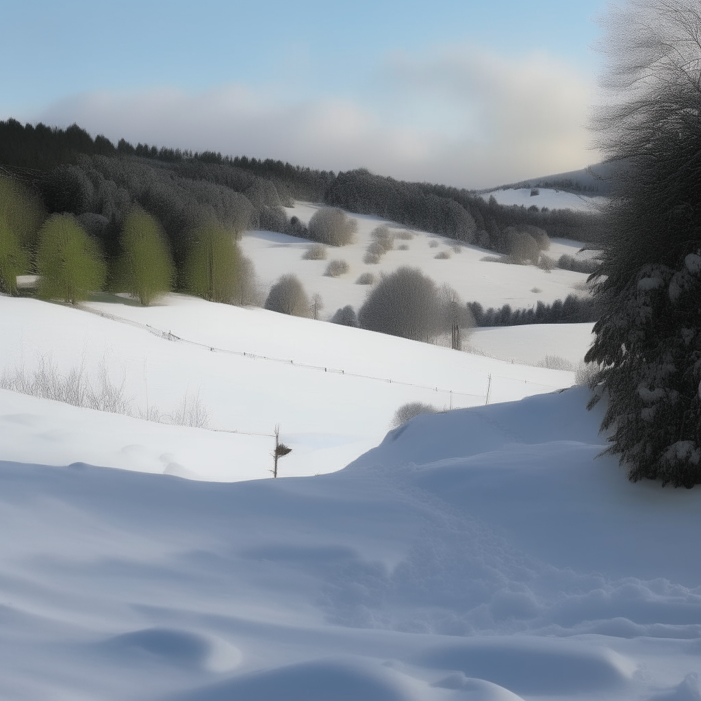 Paisaje de la nieve con renos