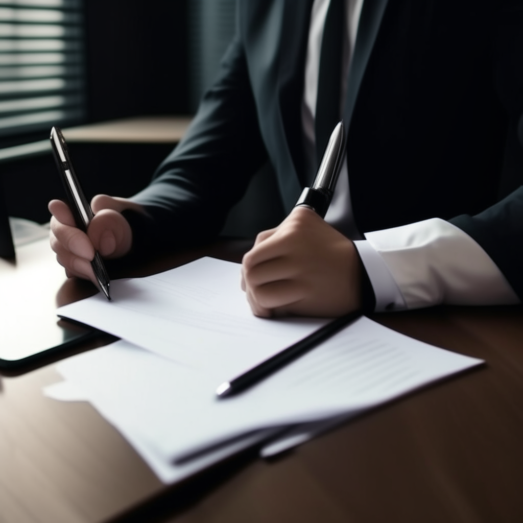 Business people who sign a contract, there's a laptop on the table, documents, 8к