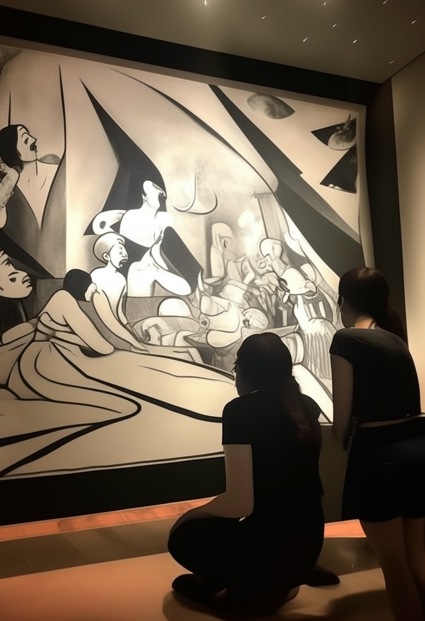 watching Guernica painting in art gallery