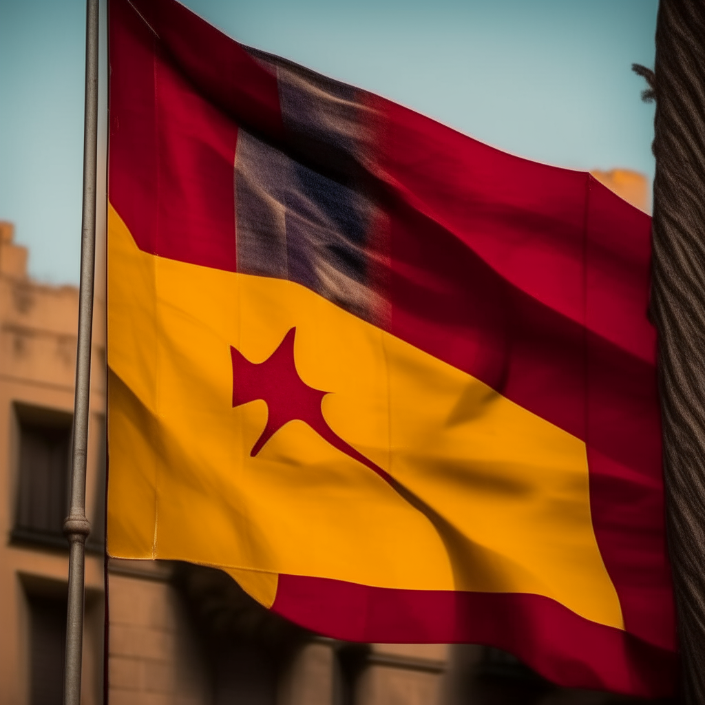 The Catalan flag showing four red stripes and five yellow stripes arranged horizontally