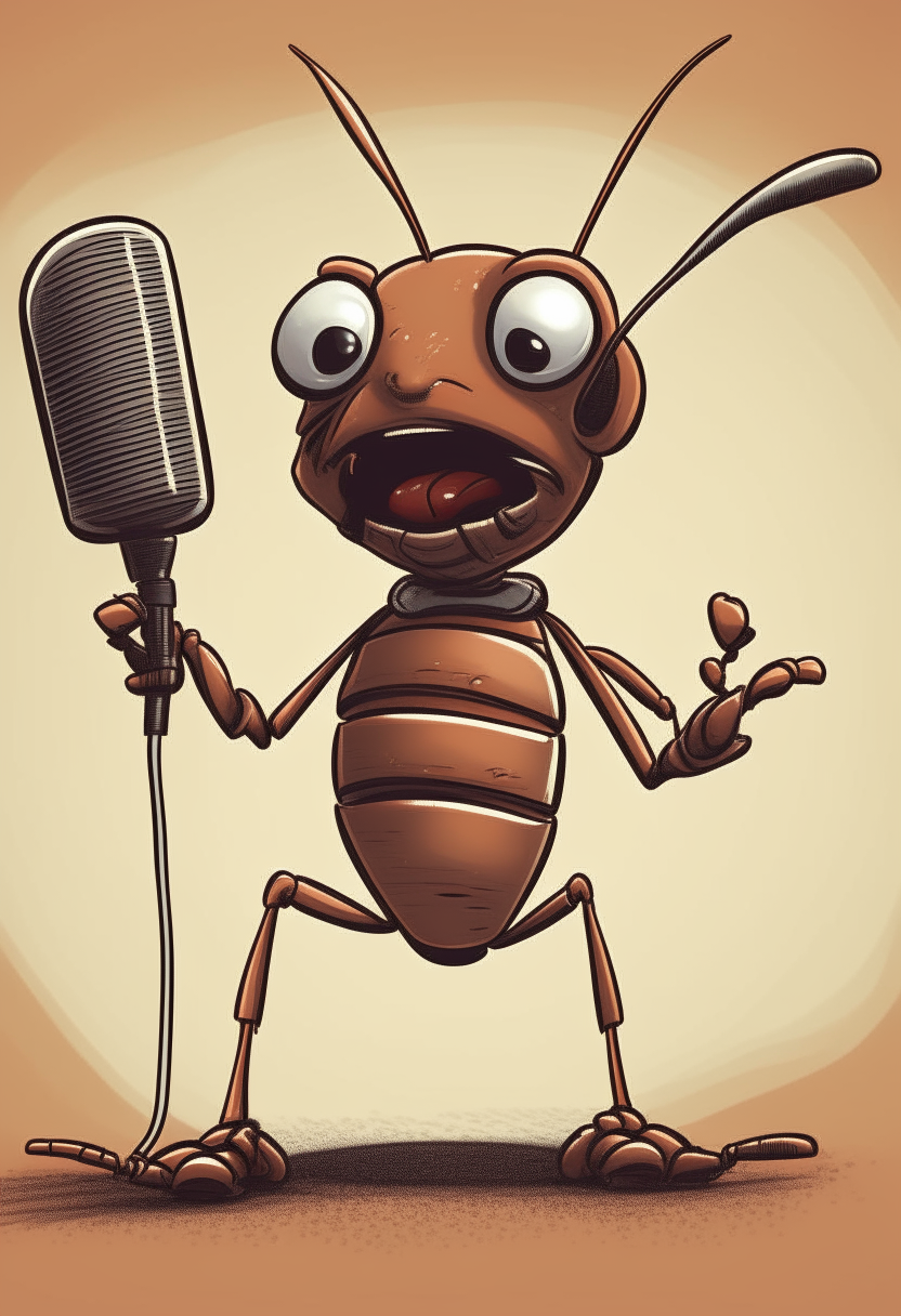 Ant singing hold the microphone 