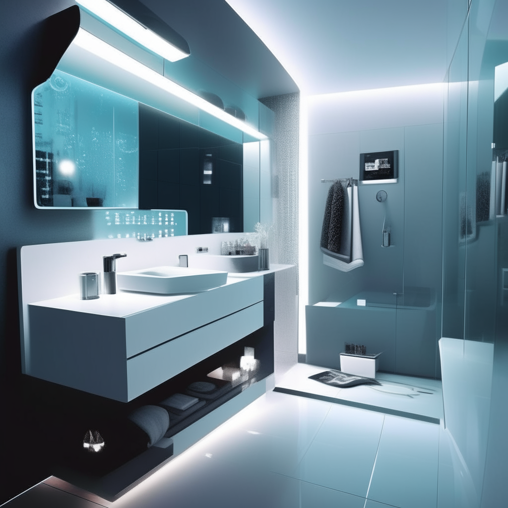 High-Tech Smart Bathroom:

Equip the bathroom with smart features such as voice-activated lighting, mirrors with integrated touchscreens, and a digital shower system.
Install heated floors and a programmable bidet toilet for added comfort and convenience.
Use motion-sensing faucets to promote water conservation.