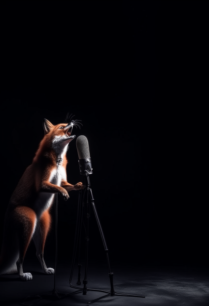 Fox singing with hold the microphone 