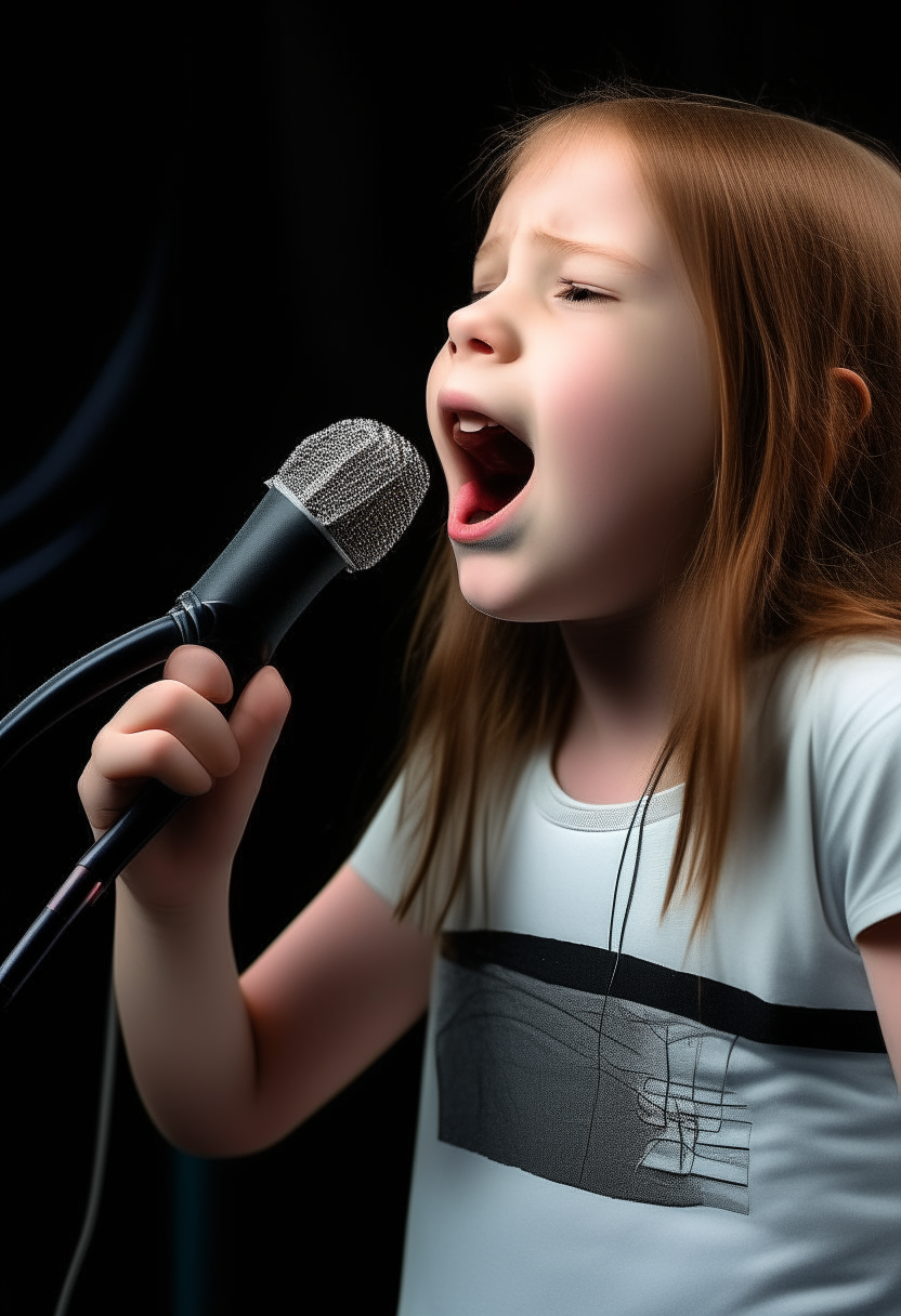 Saras 008 singing with hold the microphone 