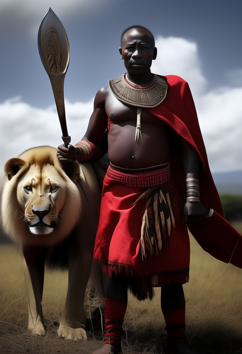 Ole Inganyit, The Maasai Warrior with dead lion 