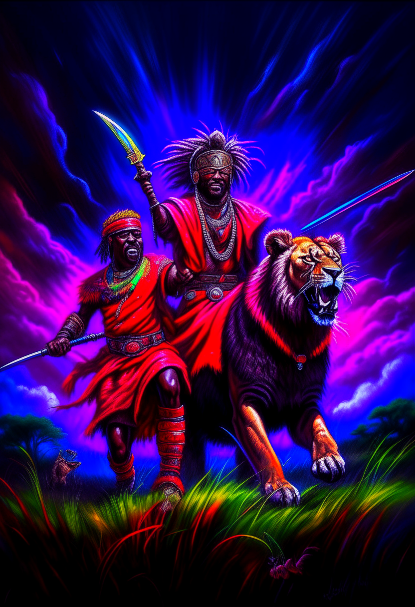 Ole Inganyit, The Maasai Warrior with dead lion 