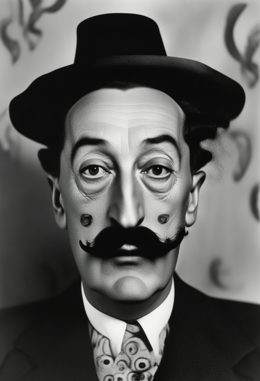 Salvadore Dali with pointed moustache with Rorschach