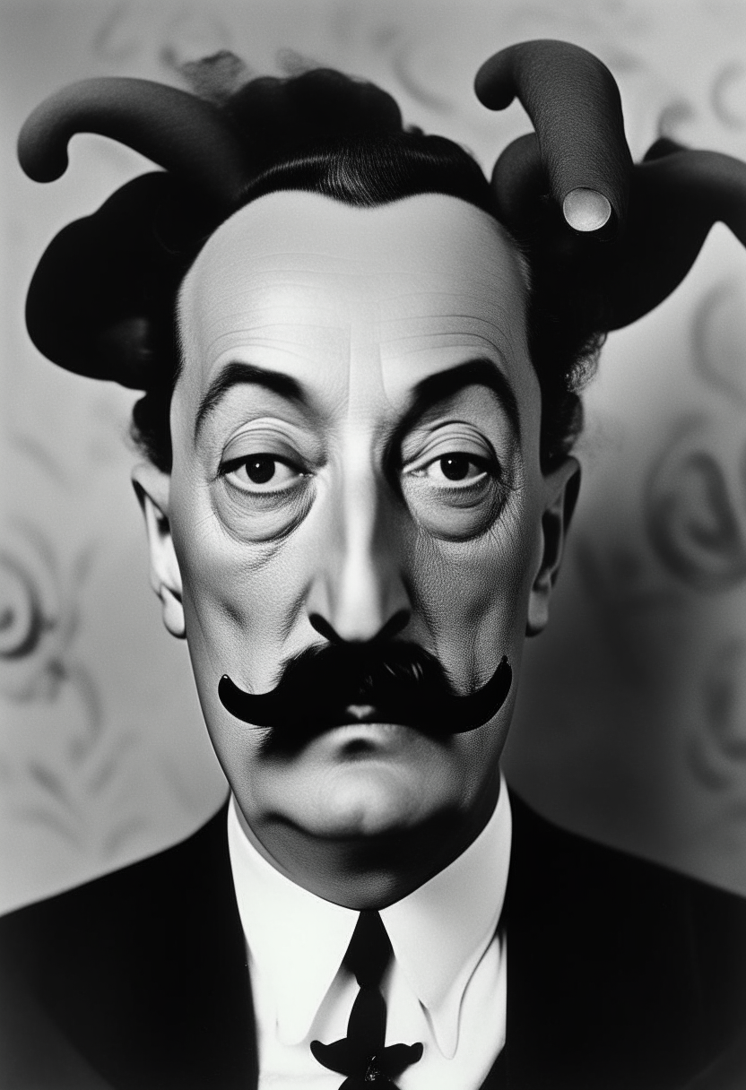 Salvadore Dali with pointed moustache with Rorschach