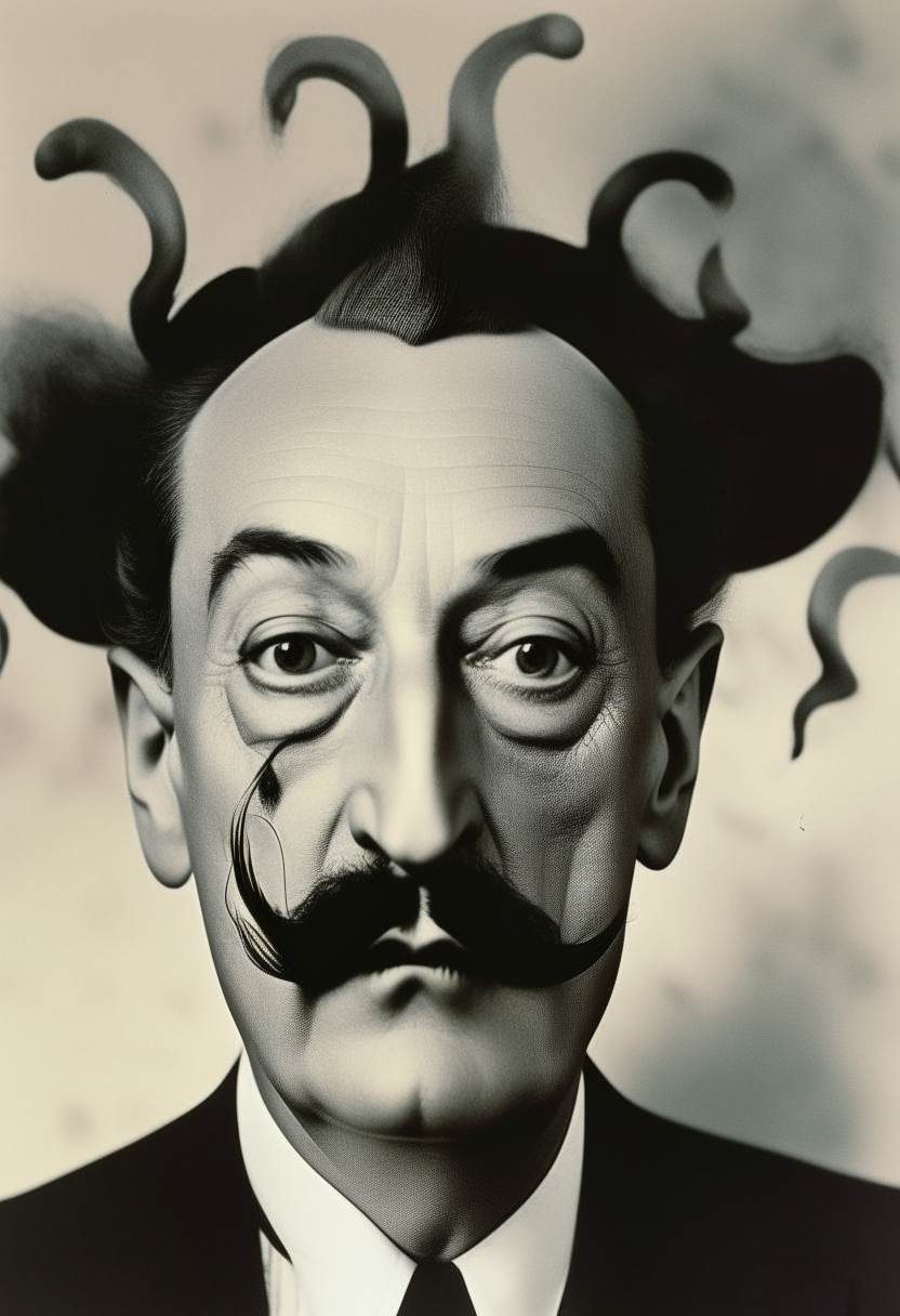 Salvadore Dali with pointed moustache with Rorschach