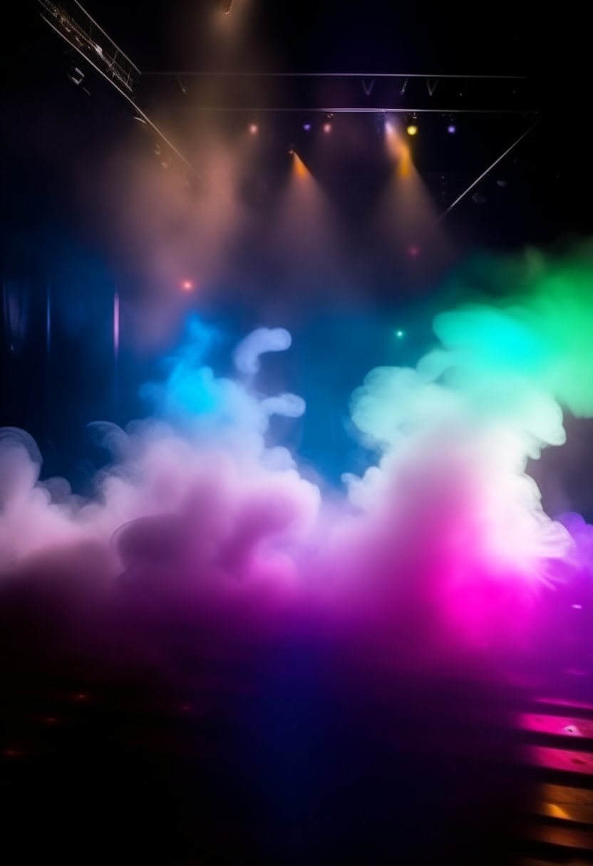 Disco with moving lights and smoke 