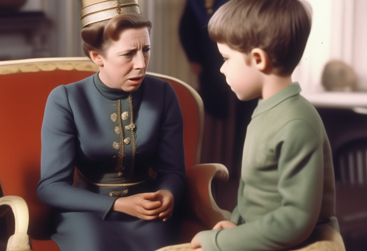 The king talking angrily with a nanny