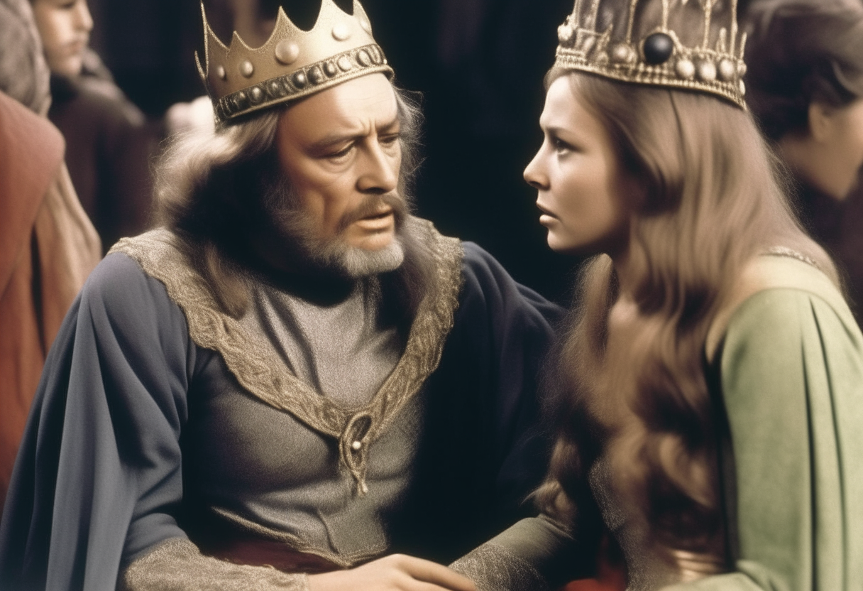 The king talking angrily with a women