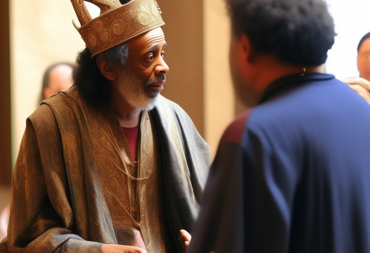 The king talking with someone