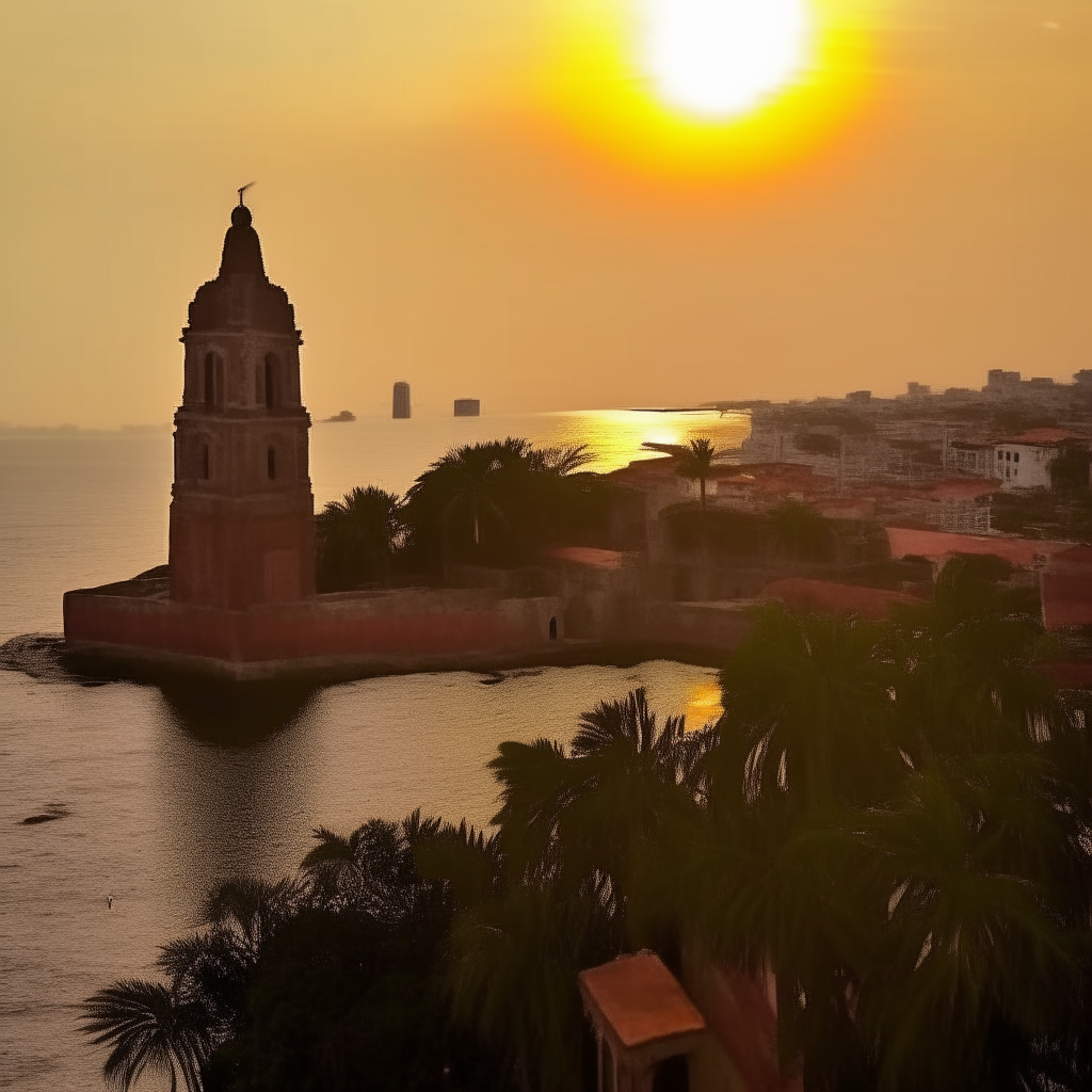 La puesta del sol en Cartagena de indias