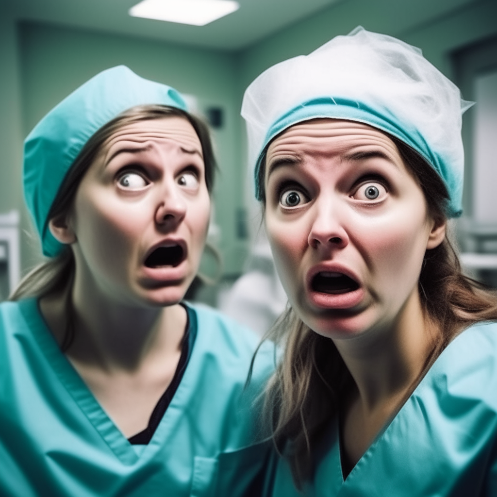 crazy women in ward looking at camera
