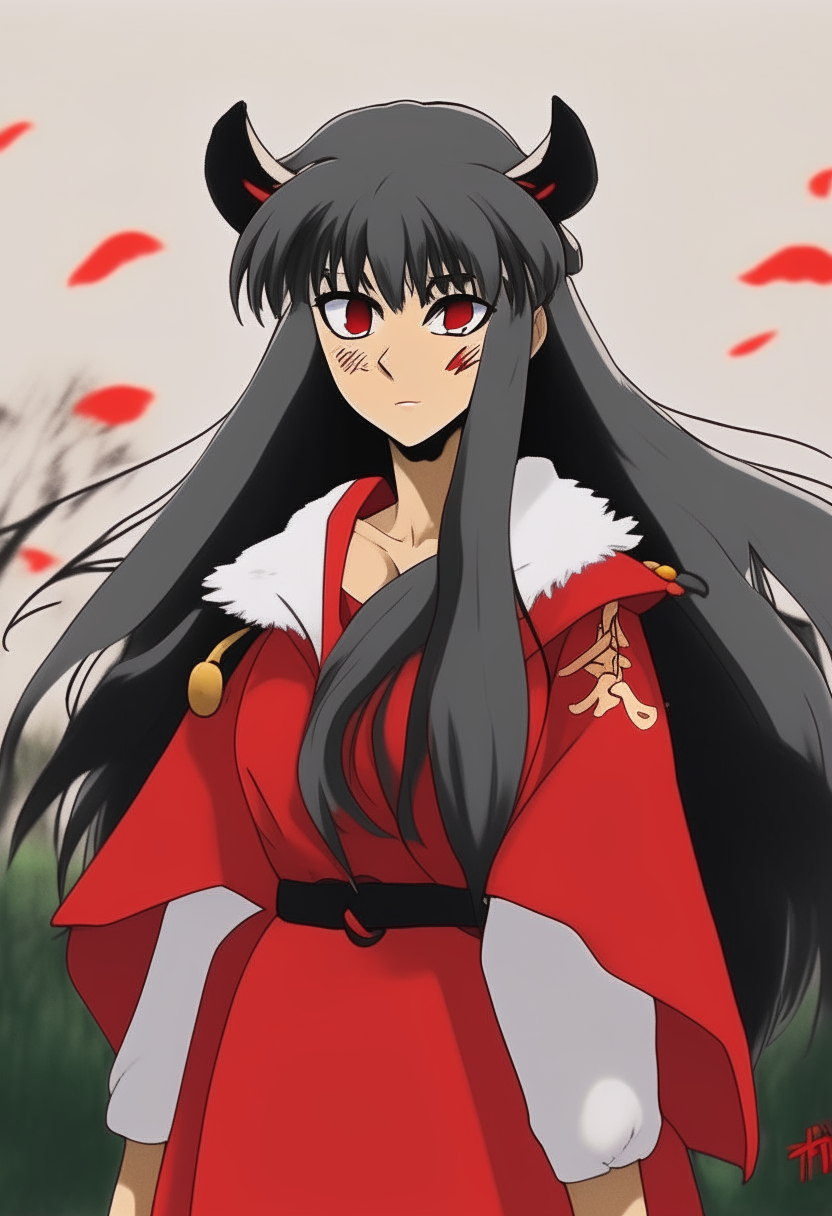 Inuyasha with black hair