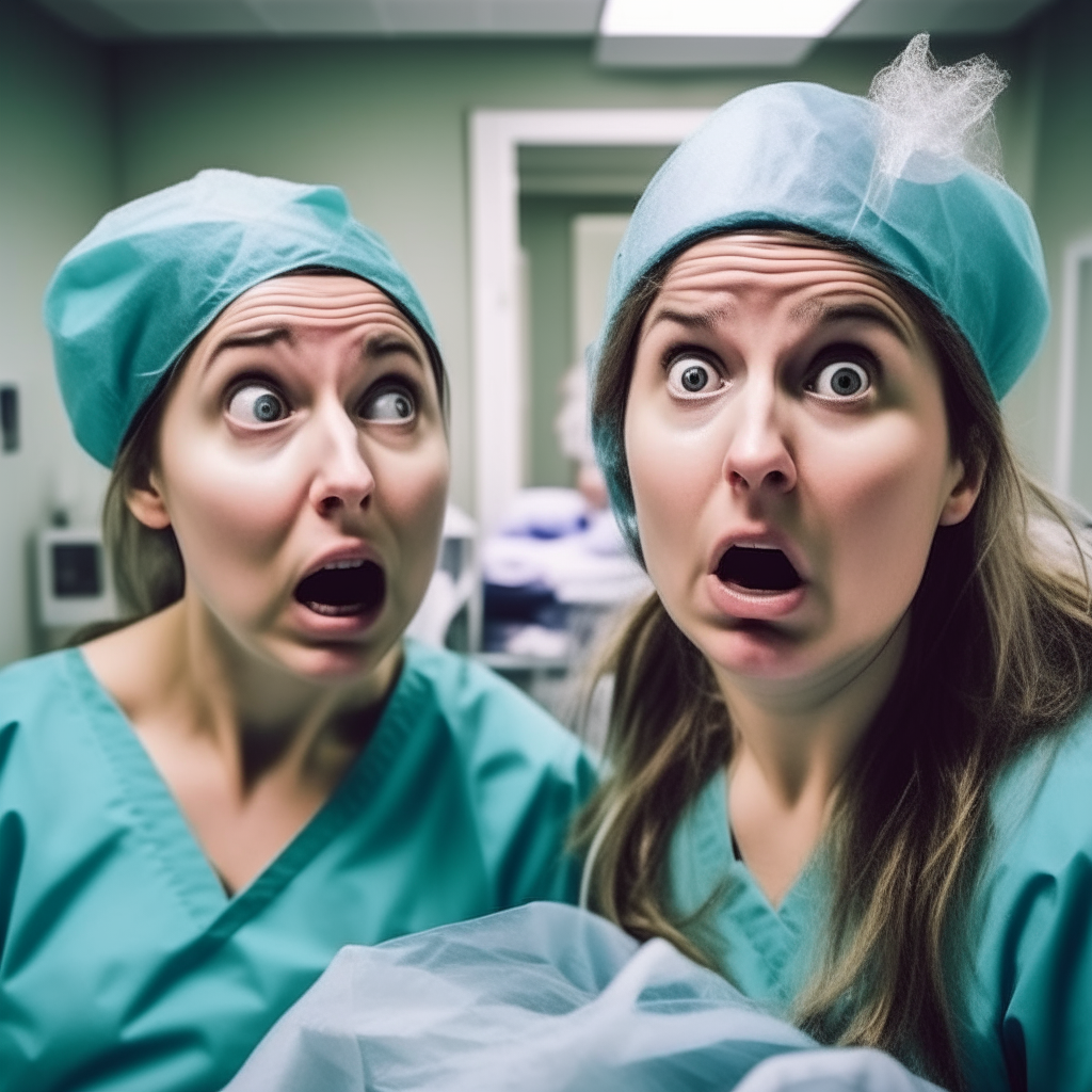 crazy women in ward looking at camera
