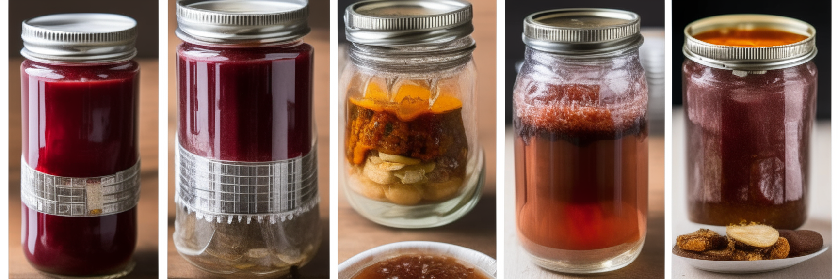 A horizontal collage with images 4, 7, and 15 showing pressure canning jars with different recipes