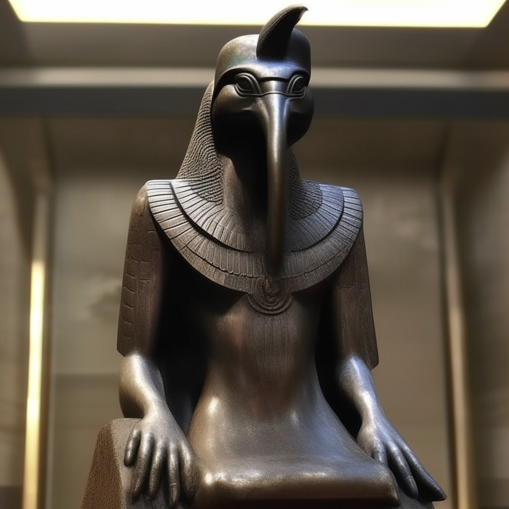 La estatua o escultura del Dios Horus lo más realista posible 