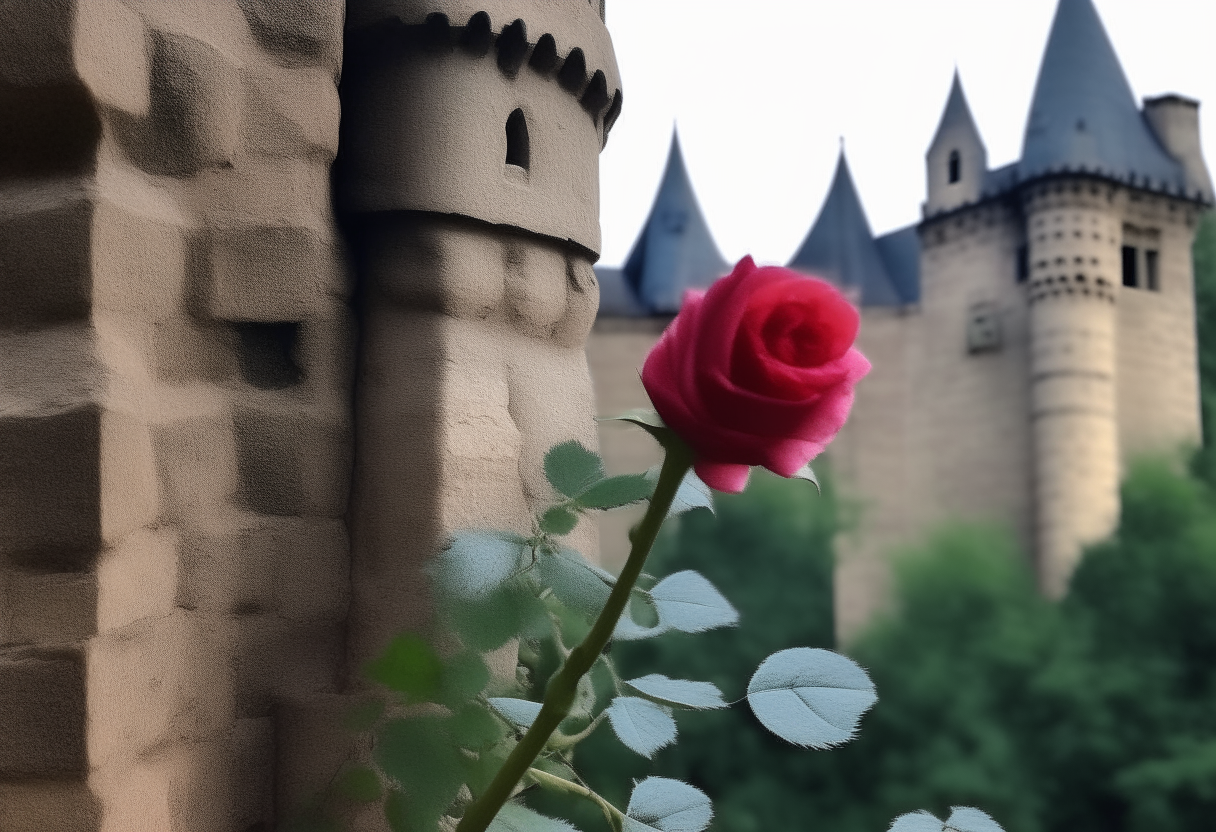 
A rose flower into the castle 