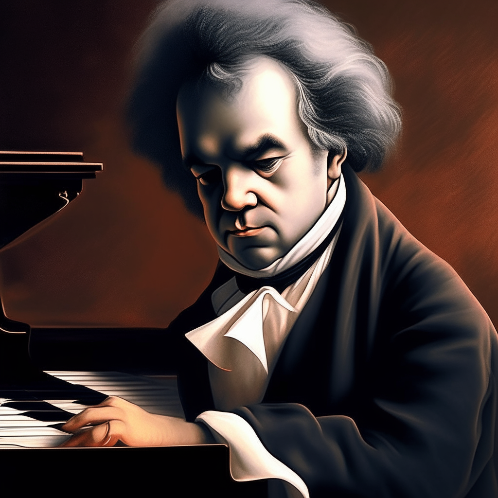 Ludwin van Beethoven  bastante realista y tocando el piano