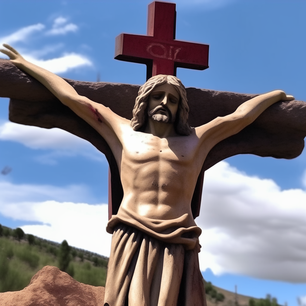 Cristo colgado en la cruz y lo más realista posible 