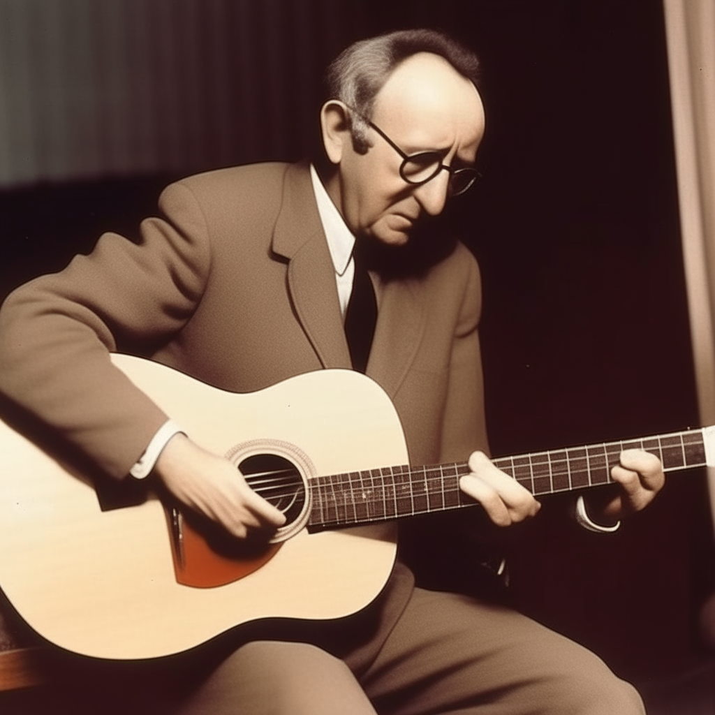 Andrés Segovia tocando la guitarra y dando un concierto 