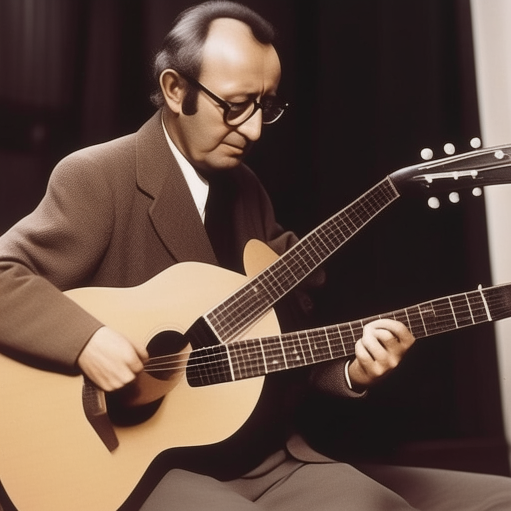 Andrés Segovia dando un concierto con su guitarra 