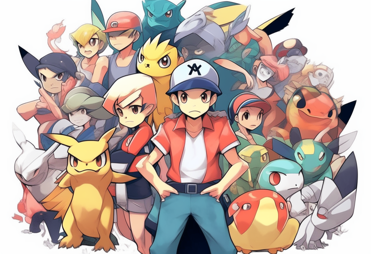 Pokemon cartoon character Ash and all Pokemon 