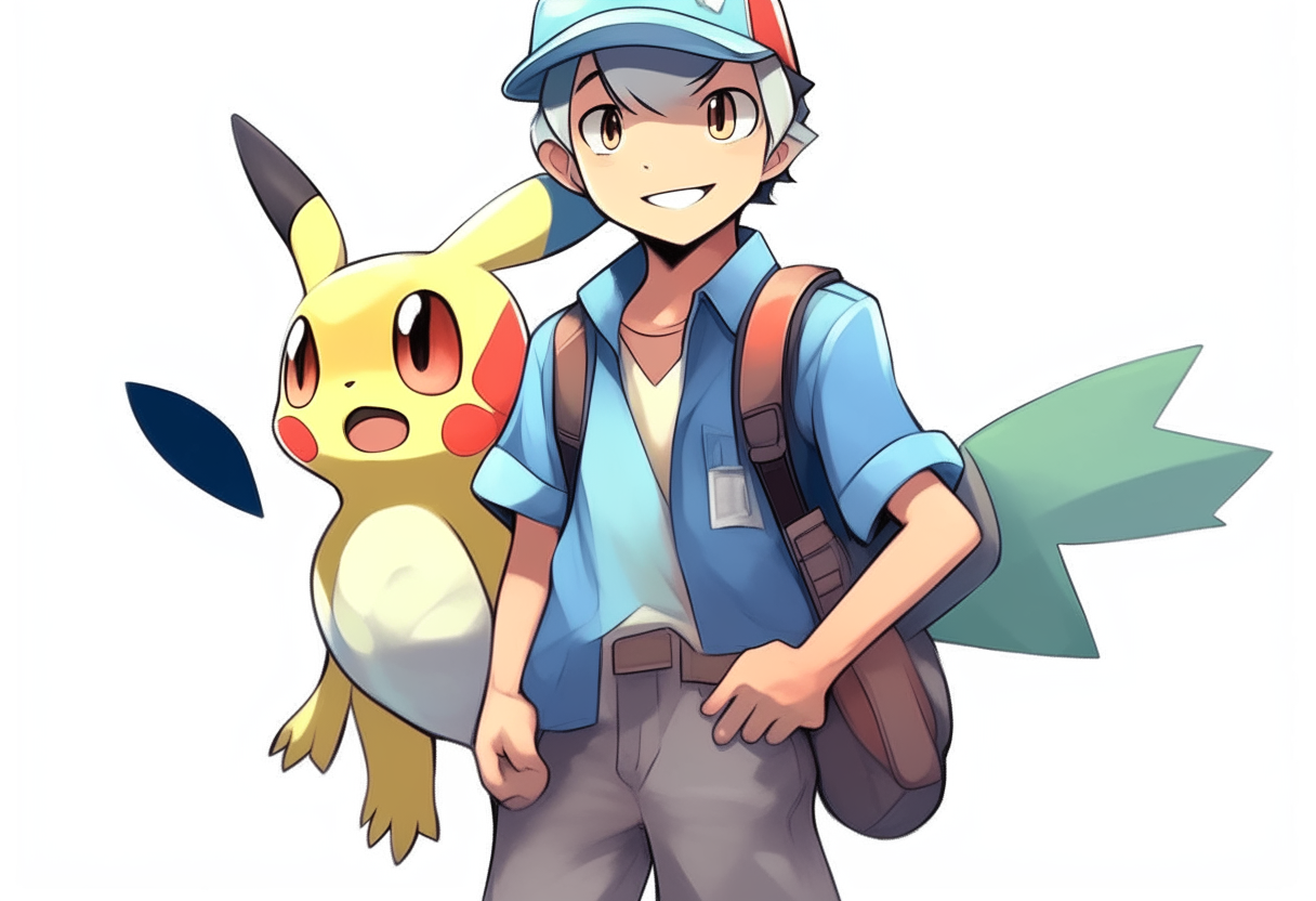 Pokemon cartoon character Ash and pickacu