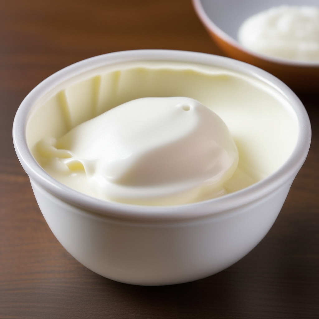 A bowl of smooth, creamy, white puree, suitable for babies