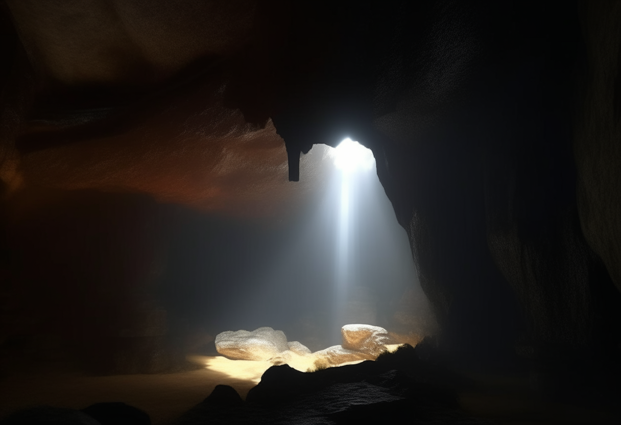 in the cave a beautiful, shining jewel on a pedestal 8k ,cinematique, ultra realiste 