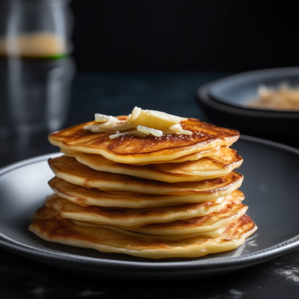 a stack of potato pancakes on a plate, crisp and golden brown, detailed photo