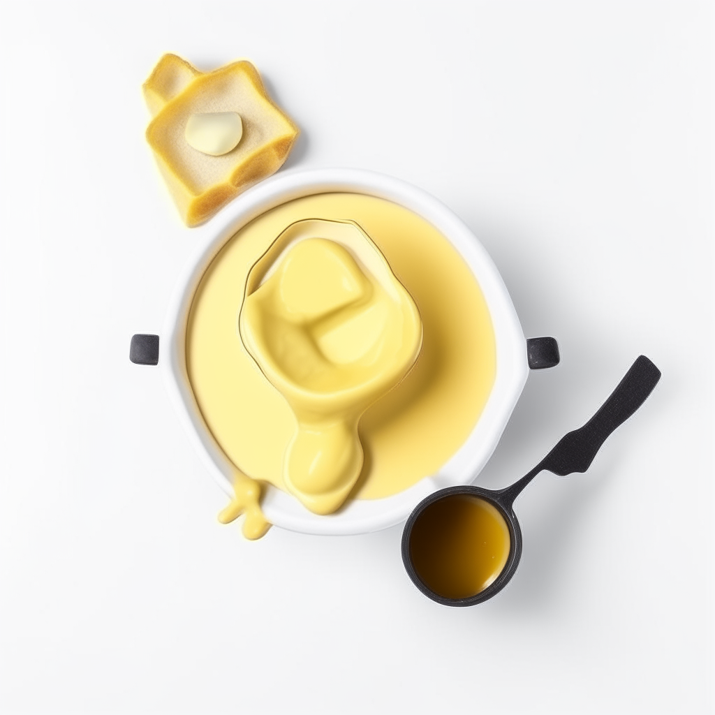 top view of melted cheese fondue in the shape of the feminist symbol, white background